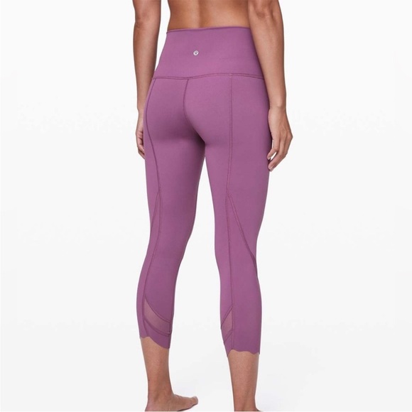 Lululemon Wunder Under Scalloped Mesh Legging Purple Size 10 Excellent B29 - Picture 2 of 10